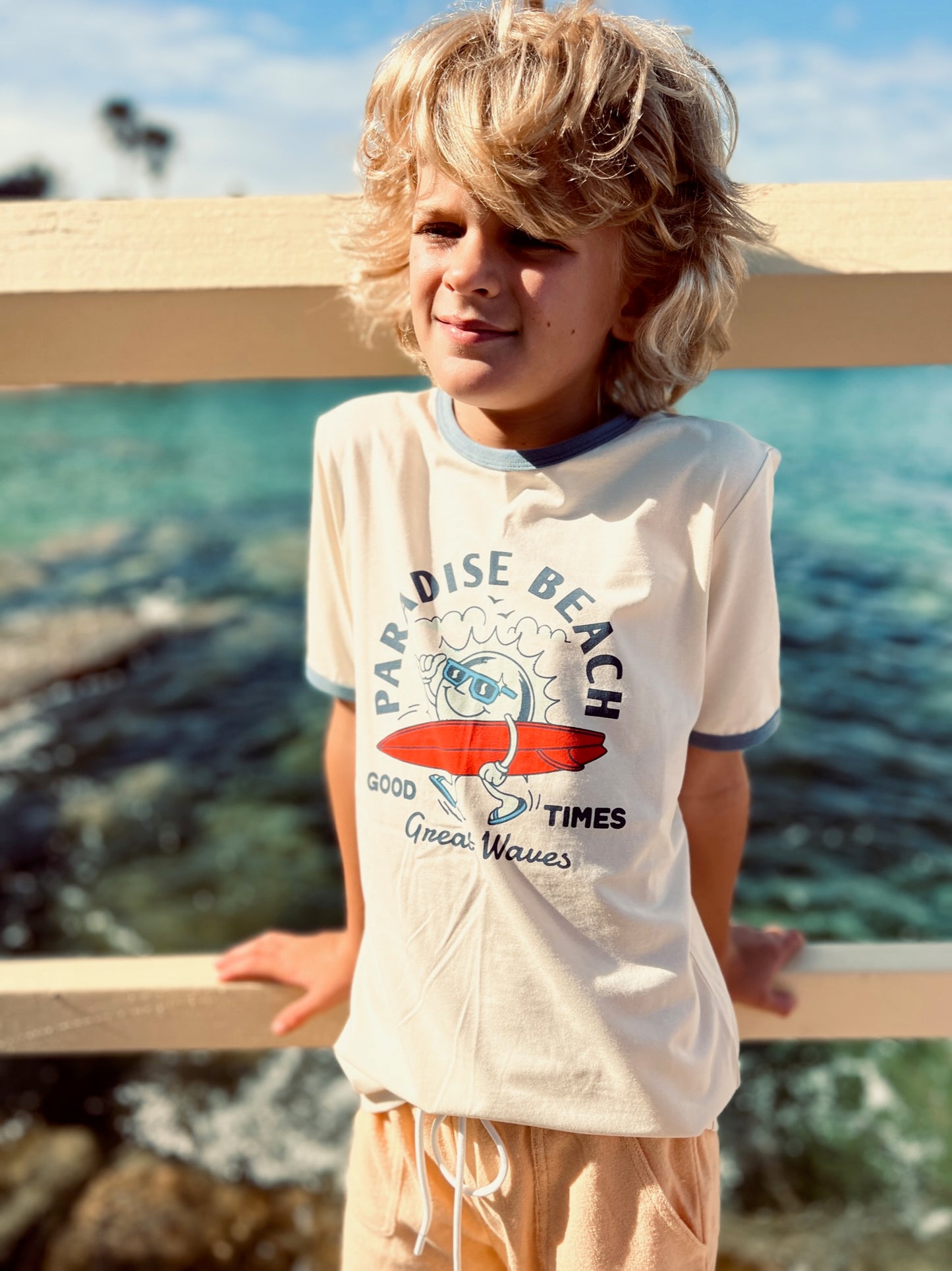 Paradise Beach Ringer Tee