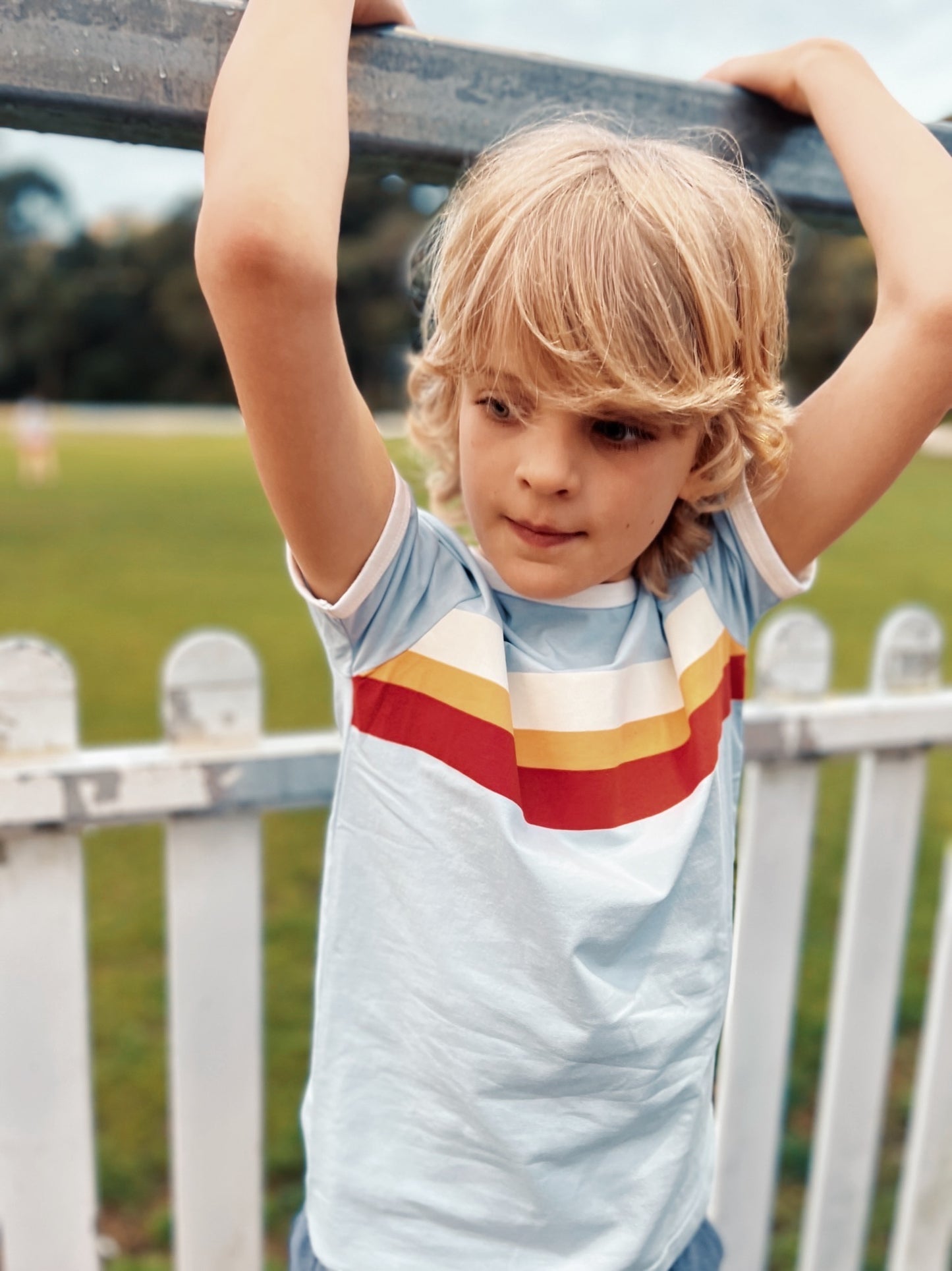 RETRO STRIPE RINGER TEE - BLUE