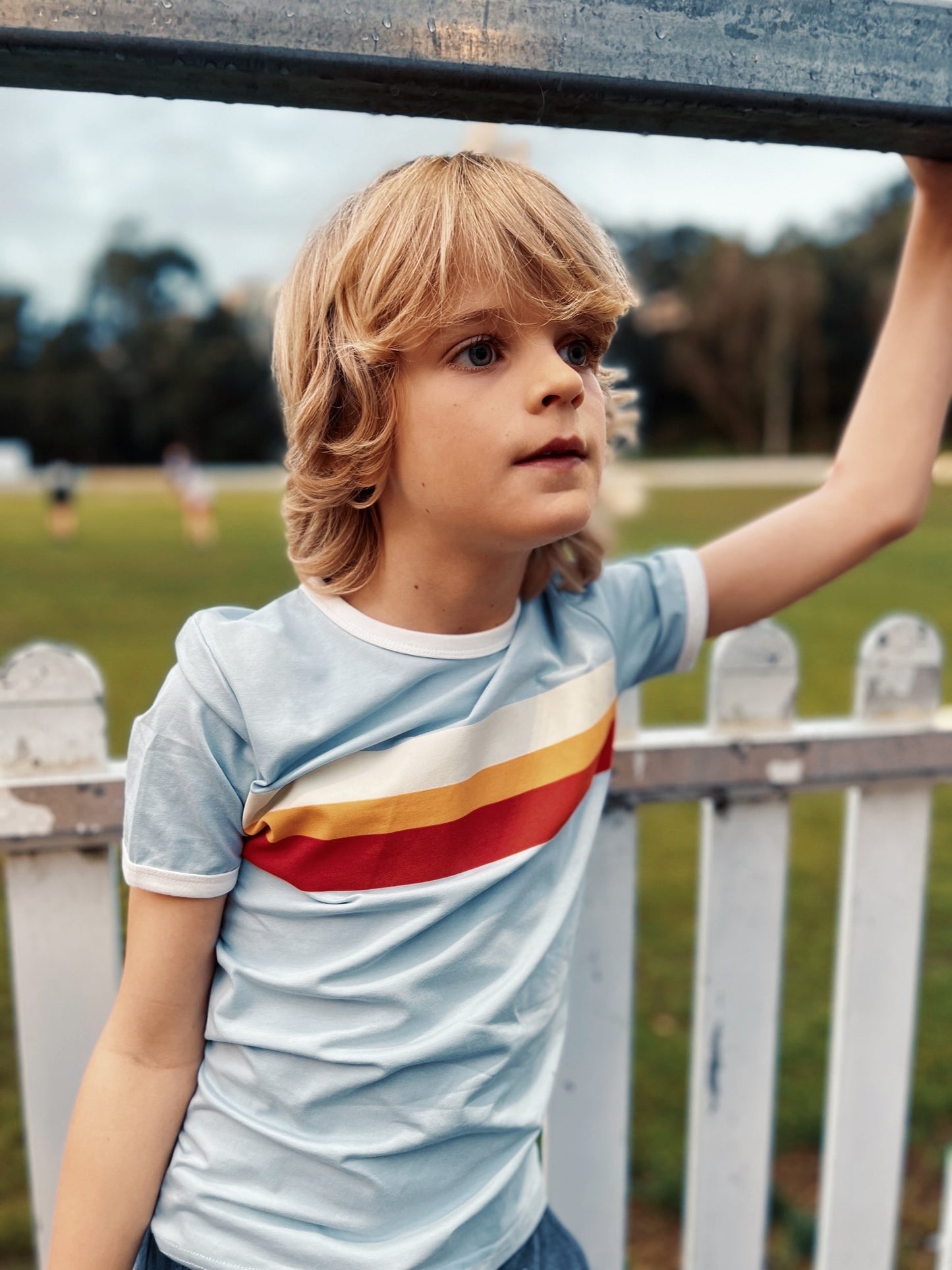 RETRO STRIPE RINGER TEE - BLUE