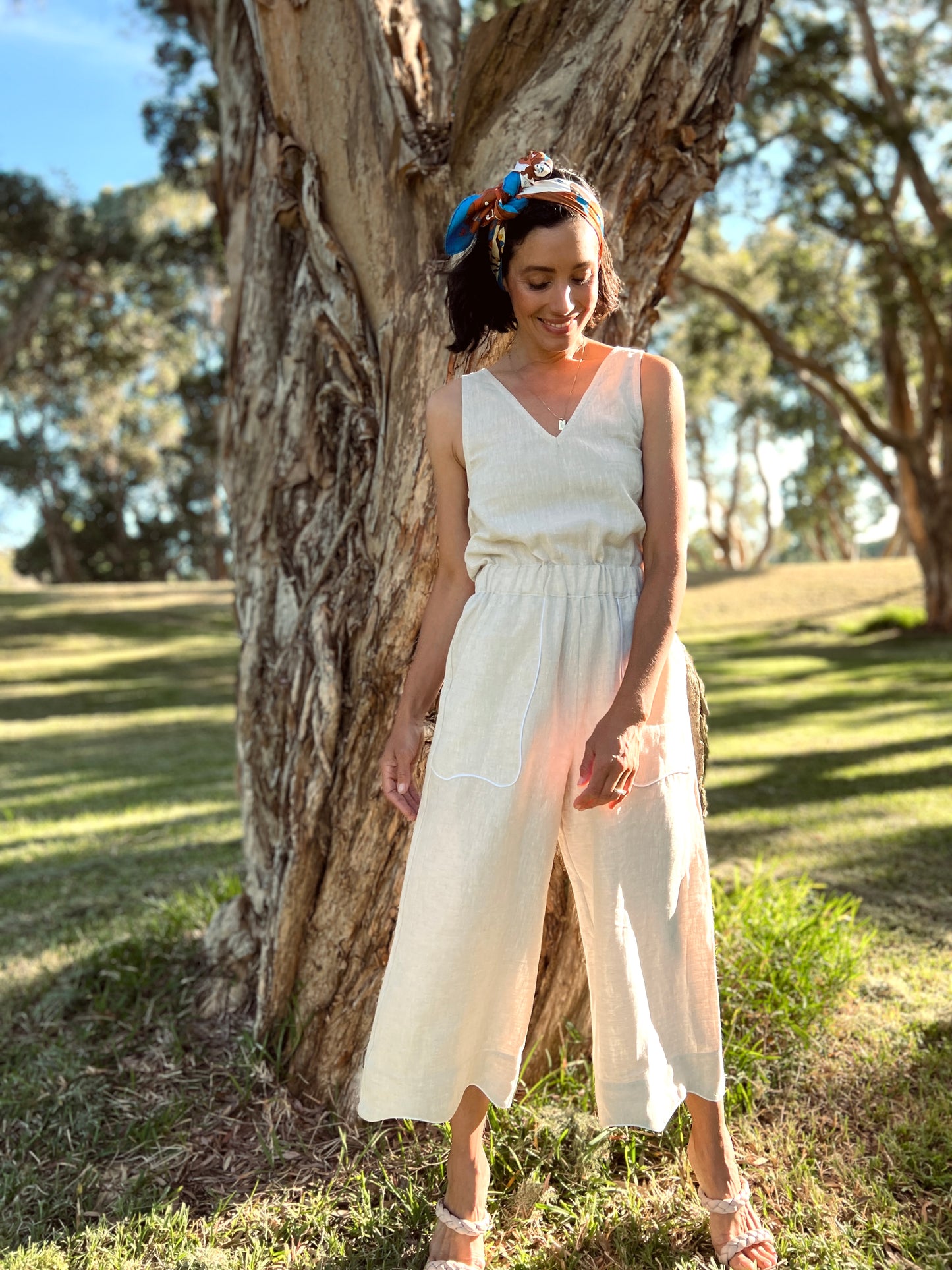 Scallop Jumpsuit - Oatmeal