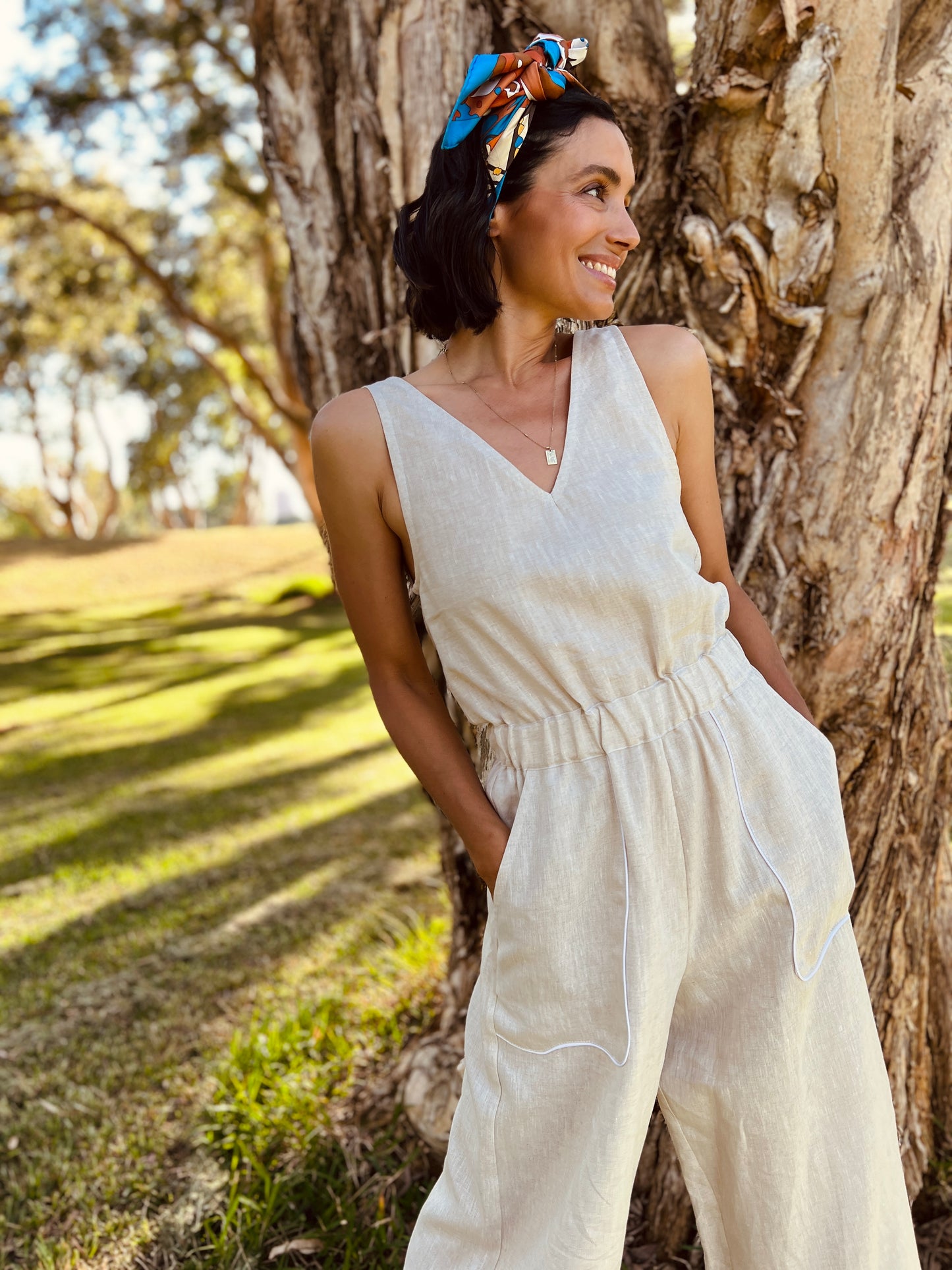 Scallop Jumpsuit - Oatmeal