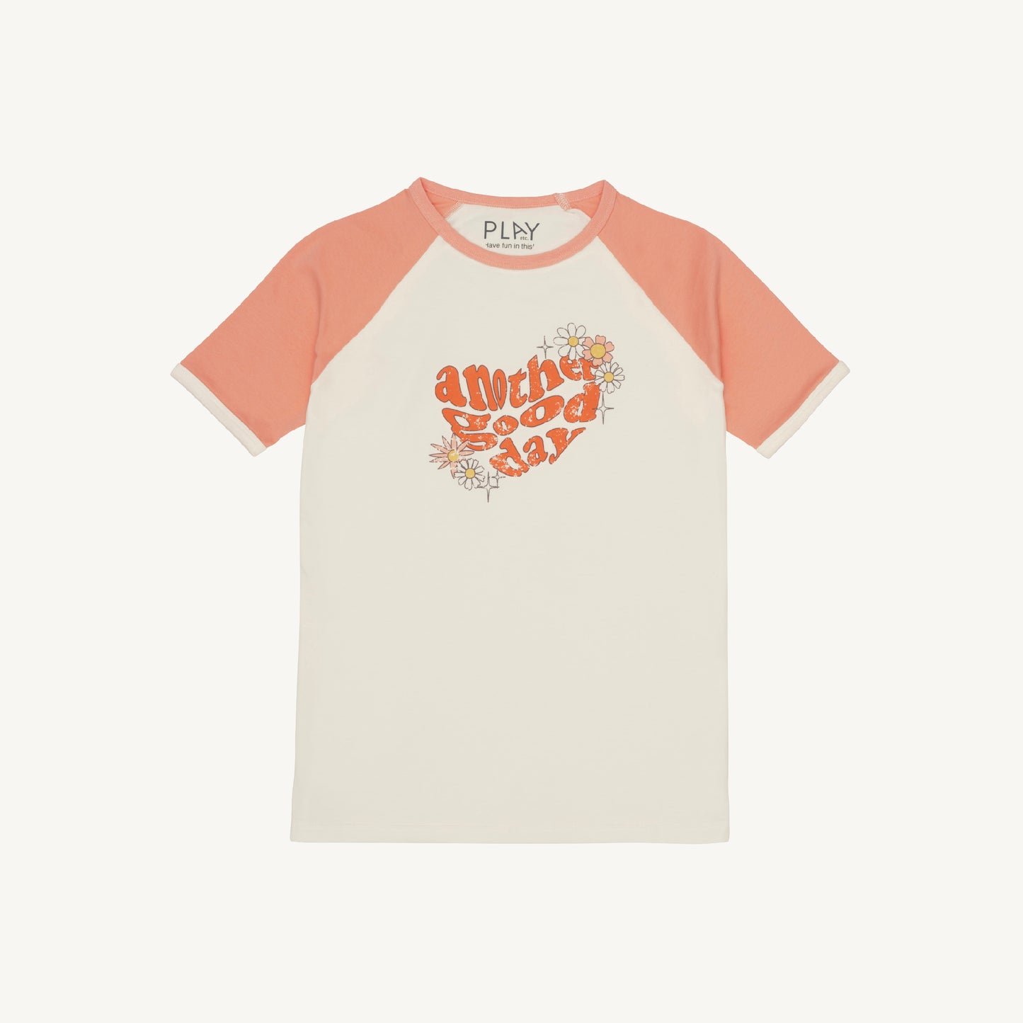 Good Day Ringer Tee - Cream/Pink