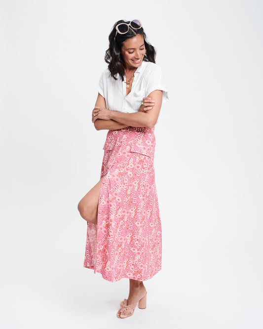 STELLA SKIRT - BERRY PINK FLORAL - PLAYetc